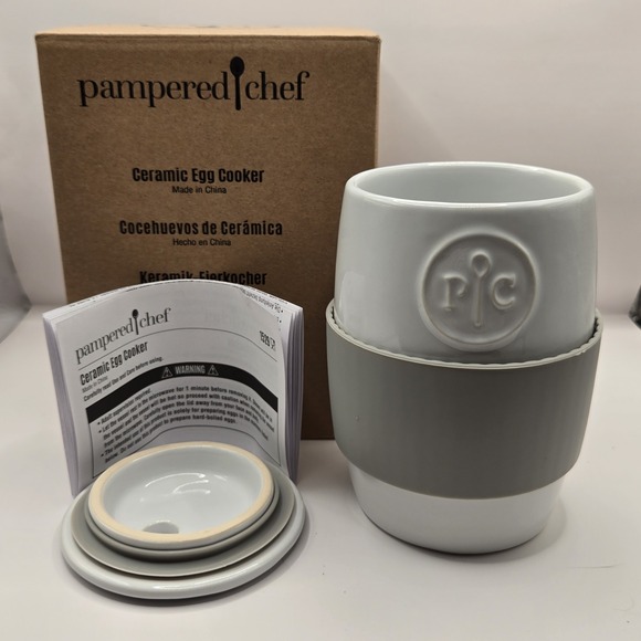 Pampered Chef Ceramic Egg Cooker #1529 – In the Box - Microwave Cake/Muffins - Picture 4 of 6